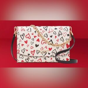 Kate Spade Red and Black Heart Print crossbody bag
